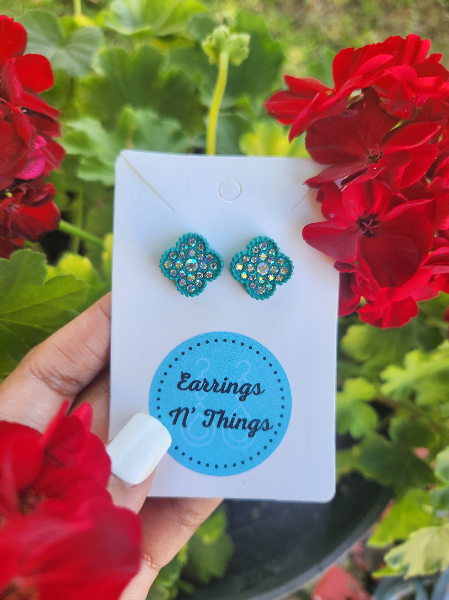 Turquoise Clover Studs