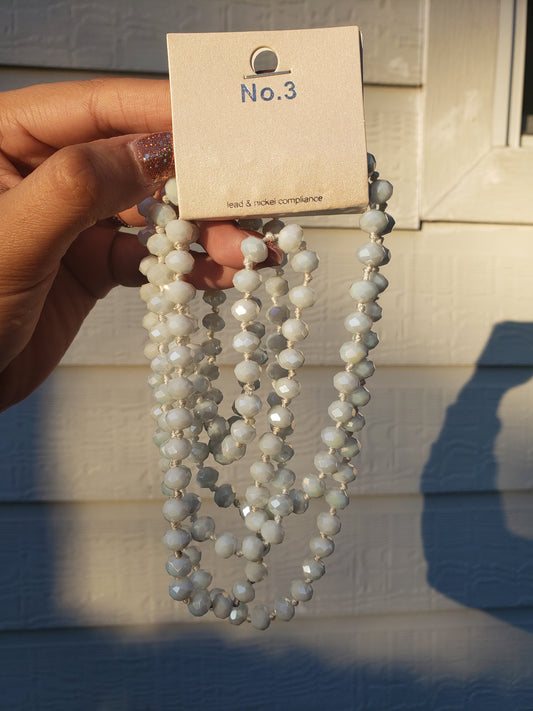 Beaded 60in. Necklace (White)