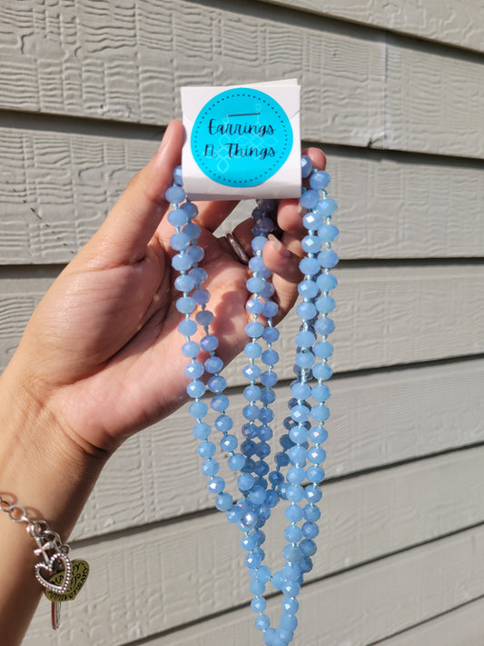 Beaded 60in. Necklace (Light Blue)