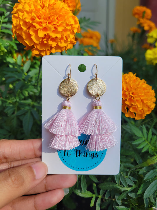 Small Tassel Earrings (Pink)