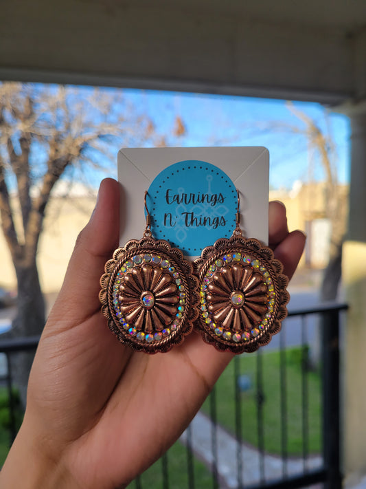 Concho Rhinestone Earrings (Copper)