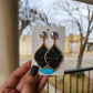 Glitter Leaf Earrings (Black)
